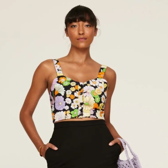 Maje 70s Floral Crop Top 1 - Picture 1 of 5